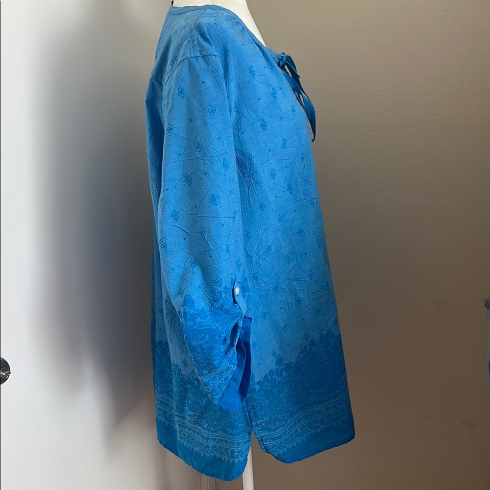 Exofficio Blue Tie Front Tunic Relaxed Fit XL - Picture 2 of 5